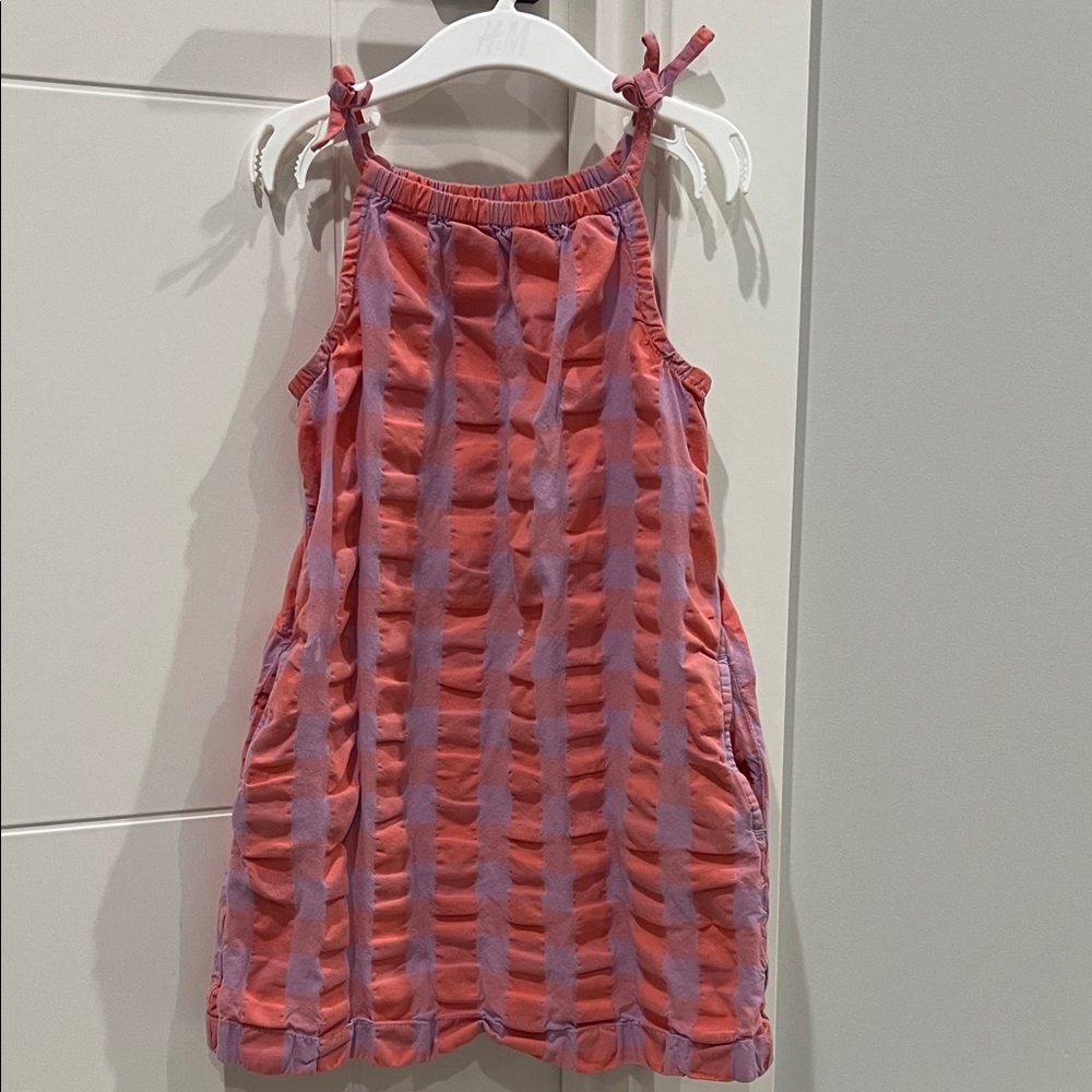 Hanna Andersson gingham seersucker pillowcase dress, size 5